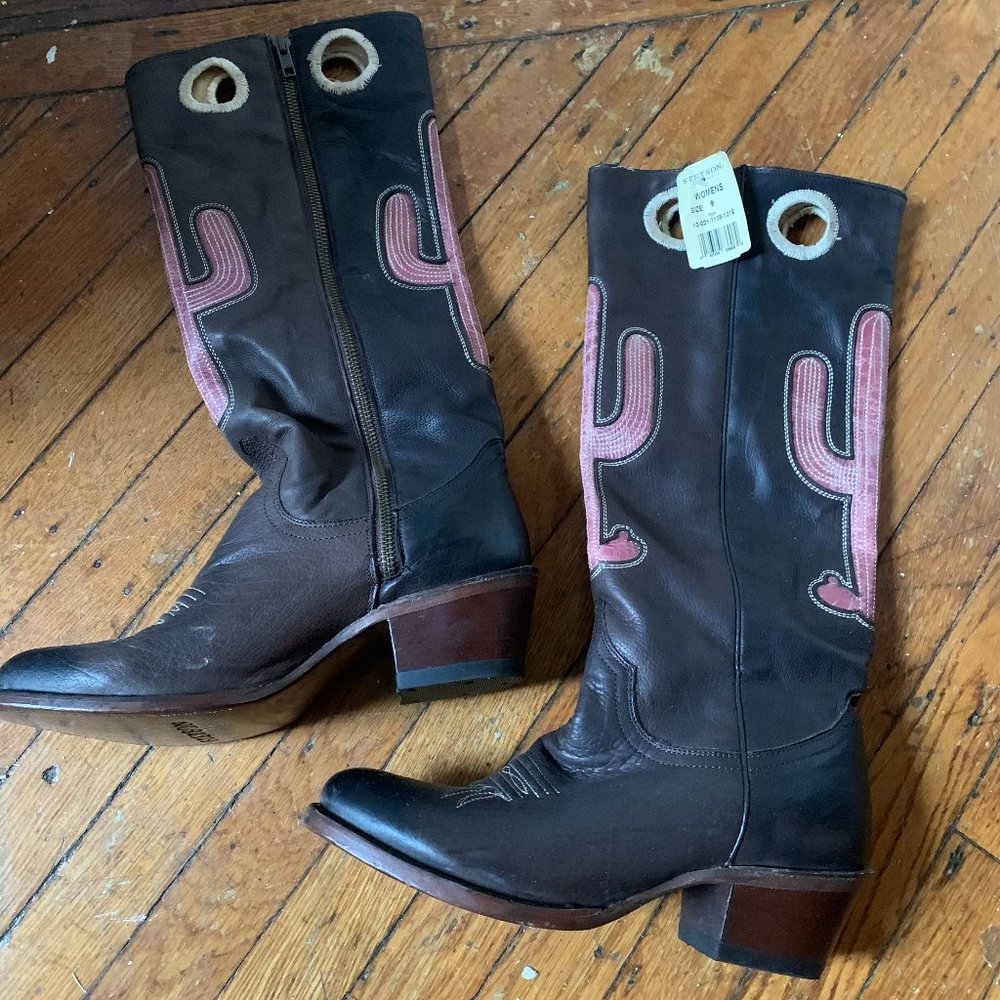 Stetson Women's Pink Cactus / Brown Cowboy Boot